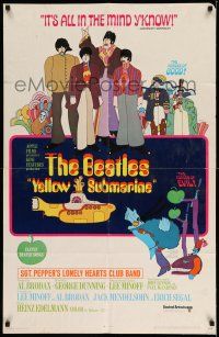 1f987 YELLOW SUBMARINE 1sh 1968 psychedelic art, John, Paul, Ringo & George, 11 song style
