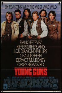 1f994 YOUNG GUNS 1sh '88 Emilio Estevez, Charlie Sheen, Kiefer Sutherland, Lou Diamond Phillips!