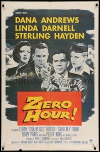 1f999 ZERO HOUR 1sh '57 Dana Andrews, Linda Darnell, Sterling Hayden, parodied in Airplane!