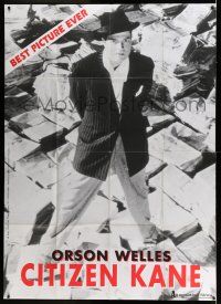 1g151 CITIZEN KANE Belgian 47x66 R90s best picture ever, Orson Welles close up over newspapers!