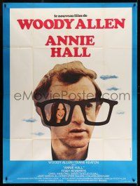 1g443 ANNIE HALL French 1p '77 different image of Woody Allen with Diane Keaton in huge glasses!