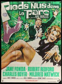 1g456 BAREFOOT IN THE PARK French 1p '67 different Roje art of Robert Redford & sexy Jane Fonda!