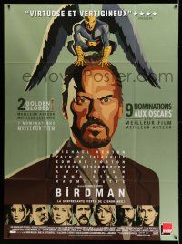 1g471 BIRDMAN French 1p '14 great artwork of Michael Keaton + portraits of the top stars!