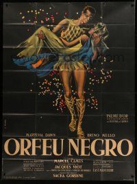 1g473 BLACK ORPHEUS French 1p '59 Marcel Camus' Orfeu Negro, best art by Georges Allard!