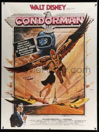 1g519 CONDORMAN French 1p '81 cool different art of winged hero Michael Crawford, Disney!