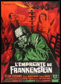 1g560 EVIL OF FRANKENSTEIN French 1p R66 Peter Cushing, different monster art by Guy Gerard Noel!