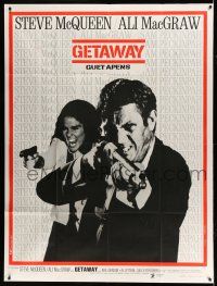 1g587 GETAWAY French 1p '73 cool image of Steve McQueen & Ali McGraw with guns, Sam Peckinpah!