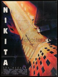 1g662 LA FEMME NIKITA French 1p '90 Luc Besson, cool overhead art of Anne Parillaud in alley!