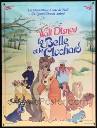 1g667 LADY & THE TRAMP French 1p R70s Disney classic dog cartoon, different cast portrait!