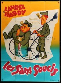 1g763 PACK UP YOUR TROUBLES French 1p R50s wacky different Belinsky art of Laurel & Hardy!
