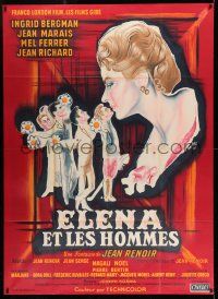 1g766 PARIS DOES STRANGE THINGS French 1p '57 Jean Renoir, different Peron art of Ingrid Bergman!