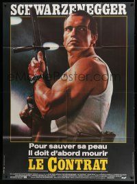1g797 RAW DEAL French 1p '86 great Jean Mascii artwork of Arnold Schwarzenegger with gun!