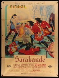 1g811 SARABAND FOR DEAD LOVERS French 1p '48 Bonneaud art of Stewart Granger fighting soldiers!