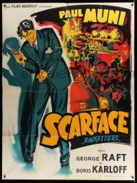 1g814 SCARFACE French 1p R50s Howard Hawks, different art of Paul Muni by Constantine Belinsky!