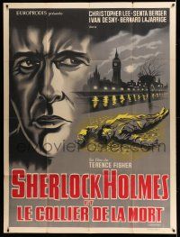1g831 SHERLOCK HOLMES & THE DEADLY NECKLACE French 1p '62 different art of murdered man in London!