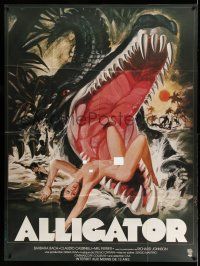1g844 ALLIGATORS French 1p '79 Landi art of sexy naked girl attacked by alligator!