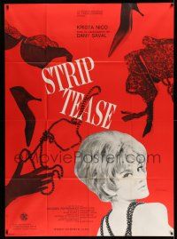 1g861 SWEET SKIN French 1p '63 Poitrenaud's Strip-tease, artwork of sexy Nico & stripped garments!