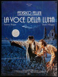 1g910 VOICE OF THE MOON French 1p '90 Federico Fellini, Roberto Benigni, cool art by Michel Jouin!