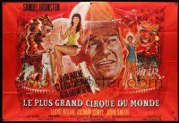 1g360 CIRCUS WORLD French 2p '65 different Landi art of John Wayne, Cardinale & Rita Hayworth!