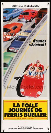 1g401 FERRIS BUELLER'S DAY OFF French door panel '86 best art of Broderick & friends in Ferrari!