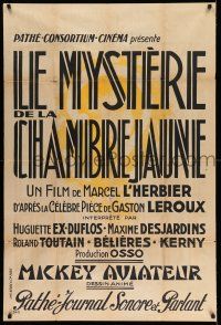 1g385 MYSTERY OF THE YELLOW ROOM French 31x47 R30s Le mystere de la chambre jaune, text only!
