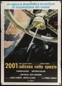 1g233 2001: A SPACE ODYSSEY Italian 1p R70s Stanley Kubrick, Bob McCall art of space wheel!