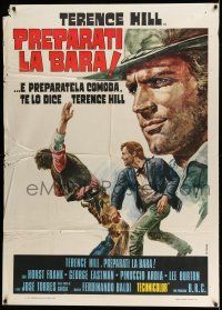 1g254 DJANGO PREPARE A COFFIN Italian 1p R73 Casaro art of Terence Hill as Django fighting bad guy!