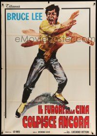 1g261 FISTS OF FURY Italian 1p R80s best artwork of Bruce Lee in action by Averado Ciriello!
