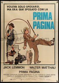 1g266 FRONT PAGE Italian 1p '75 great different Meisel art of Jack Lemmon & Walter Matthau!