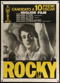 1g316 ROCKY awards Italian 1p '77 different close up of boxer Sylvester Stallone, boxing classic!