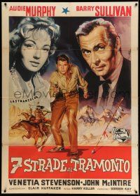 1g322 SEVEN WAYS FROM SUNDOWN Italian 1p '60 different Carmellini art of Audie Murphy & Sullivan!