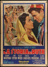 1g328 STORY OF RUTH Italian 1p '61 different Manno art of Stuart Whitman & sexy girls!