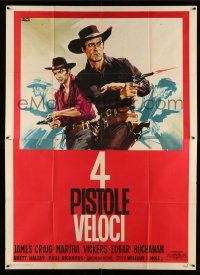 1g205 FOUR FAST GUNS Italian 2p '60 different Deseta art of James Craig & cowboys w/pistols drawn!