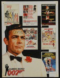 1g008 JAMES BOND 007 12x16 metal sign '80s great image of Sean Connery with movie posters!