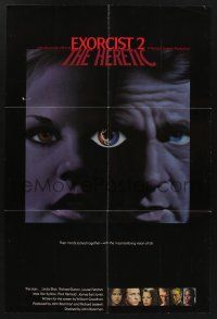 1g040 EXORCIST II: THE HERETIC promo brochure '77 folds out into a wild different color poster!