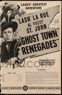 1g077 GHOST TOWN RENEGADES pressbook '47 cowboy Lash La Rue, Fuzzy St. John, Jennifer Holt!