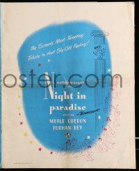 1g103 NIGHT IN PARADISE pressbook '45 Merle Oberon, Turhan Bey, the night you will never forget!