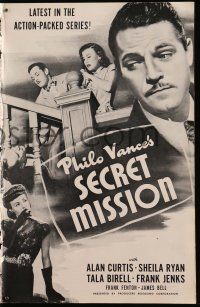 1g106 PHILO VANCE'S SECRET MISSION pressbook '47 detective Alan Curtis is on a sinister mission!