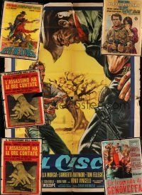 1h152 LOT OF 6 FOLDED ITALIAN TWO-PANELS '60s spaghetti western, adventure & crime artwork!