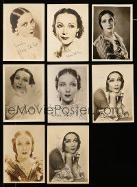 1h213 LOT OF 8 DOLORES DEL RIO DELUXE 5X7 FAN PHOTOS WITH FACSIMILE SIGNATURES '20s great images!