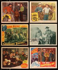 1h053 LOT OF 6 COWBOY WESTERN LOBBY CARDS '40s Gene Autry, Tim Holt, Charles Starrett & more!