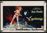 1j073 BARBARELLA Belgian '68 sexiest sci-fi art of Jane Fonda by Robert McGinnis, Roger Vadim