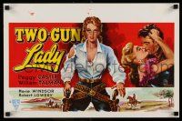 1j090 TWO-GUN LADY Belgian R60s art of sexy Peggie Castle, who had other weapons besides guns!