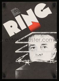 1j052 RING Czech 12x16 '85 cool image of man in boxing ring that's part barbed wire!