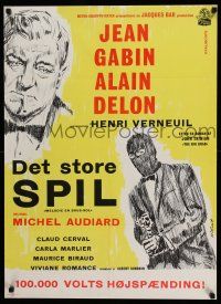 1j750 ANY NUMBER CAN WIN Danish '63 Jean Gabin, Alain Delon, Verneuil, showgirl art by William!