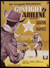 1j781 GUNFIGHT IN ABILENE Danish '67 art of cowboy Bobby Darin in a showdown by Aage Lundvald!