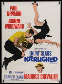 1j802 NEW KIND OF LOVE Danish '64 Paul Newman loves Joanne Woodward, great romantic image!