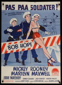 1j807 OFF LIMITS Danish '53 art of Bob Hope, Mickey Rooney & sexy Marilyn Maxwell by Wenzel!