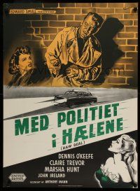 1j815 RAW DEAL Danish '53 Anthony Mann, Wenzel art of Dennis O'Keefe and Claire Trevor!