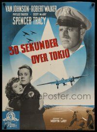 1j837 THIRTY SECONDS OVER TOKYO Danish '47 art of pilot Spencer Tracy, Robert Walker & Thaxter!